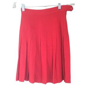 St John Red 100% Wool Pleated Skirt. Size 2.